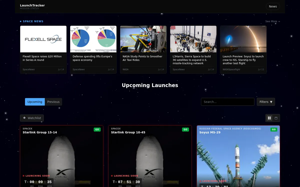 Screenshot of LaunchTracker